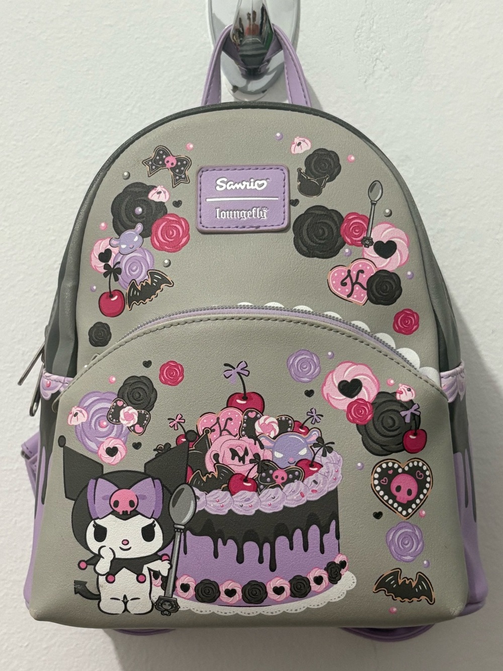 Sanrio Kuromi Gray and Purple Mini Loungefly Backpack